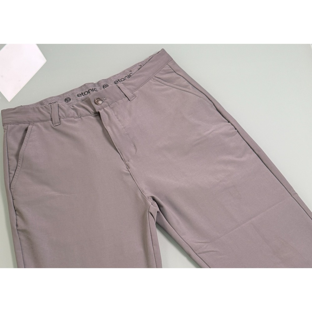 Etonic Performance Golf Pants Mens Gray Flat Front Chino Straight DadCore -34x32